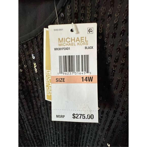 NWT MICHAEL Michael kors sequin stripe midi cocktail/party black dress Size 14 - Picture 6 of 7